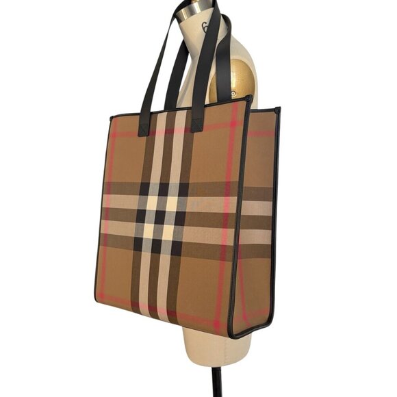 Burberry 8084551 Fabric & Leather Check Print Book Tote - Picture 5 of 16